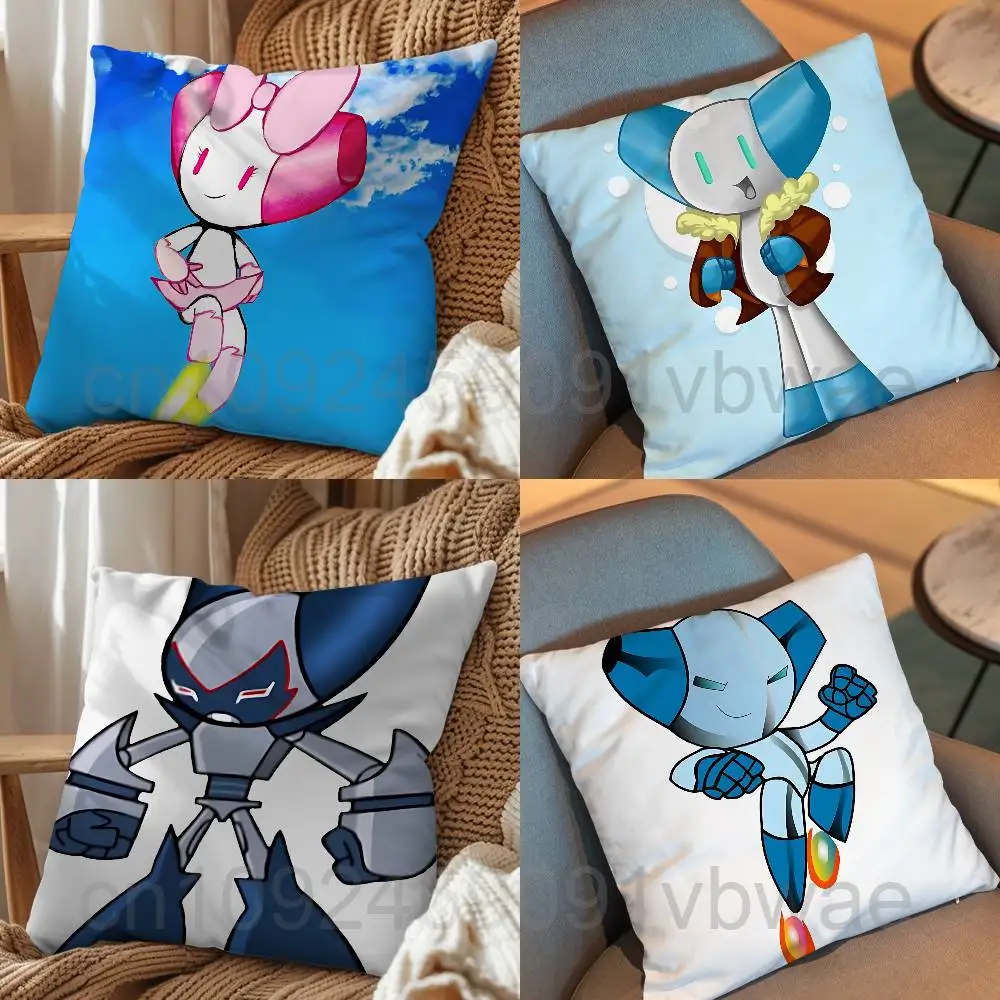

cool Robotboy and Robotgirl Pillow Case Anti-dustmite Pillowcase Invisible zipper silky short plush Sofa cushion cover