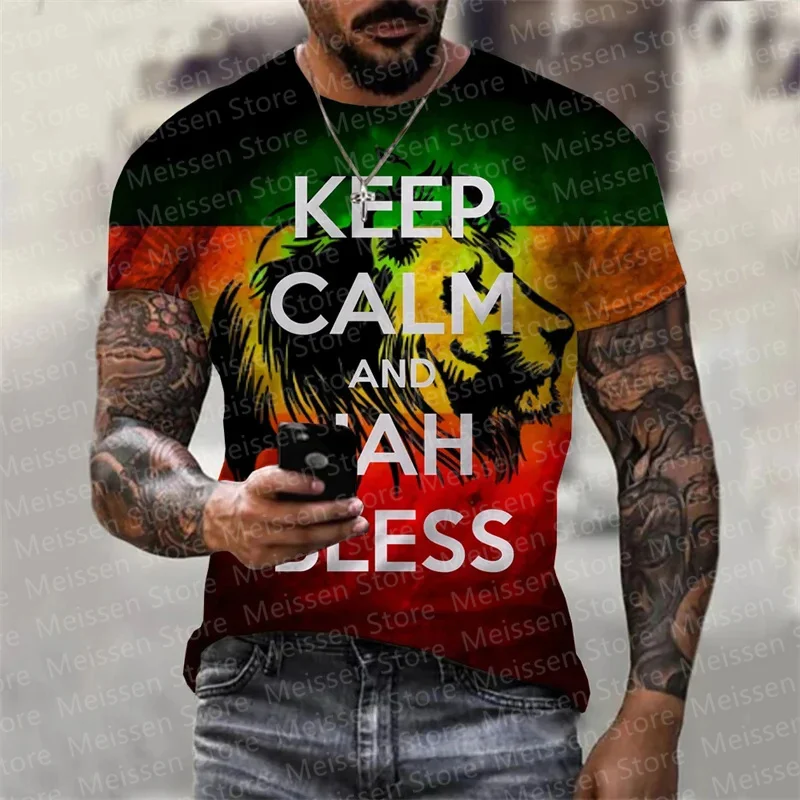 3D Reggae Bob Music Personality Print Fashion Unisex Leisure Street Round Neck Short Sleeve Men\'s T-shirt Large Tee Top Clothing