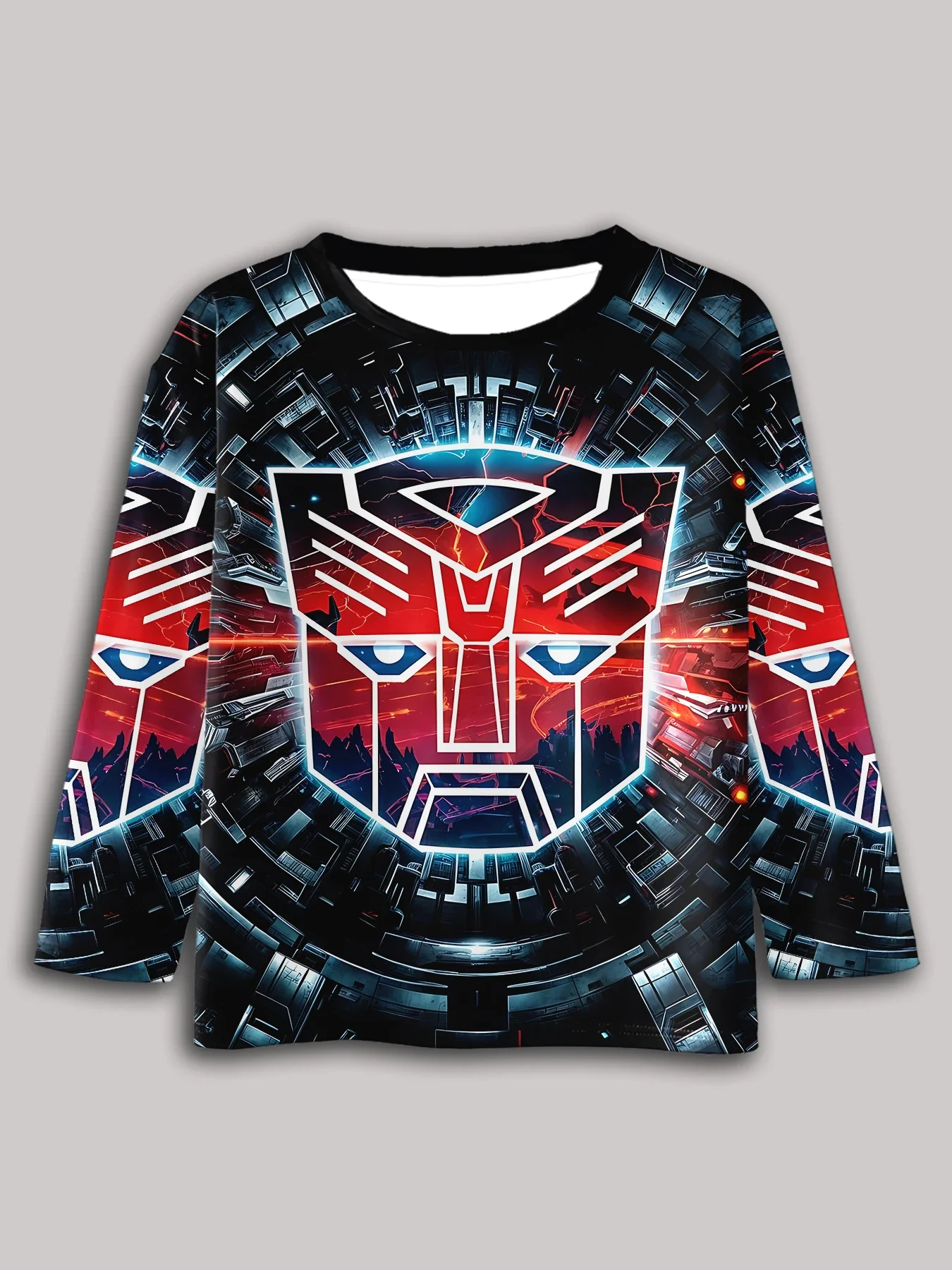 

3D Print Children Anime Transformers Autobot T-Shirt Long Sleeve Spring Fall Clothes Casual Round Neck Boys and Girls Tops