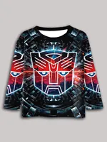3D Print Children Anime Transformers Autobot T-Shirt Long Sleeve Spring Fall Clothes Casual Round Neck Boys and Girls Tops