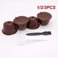 1/2/3PCS Reusable Coffee Capsule Filter Cup for Nescafe Dolce Gusto Refillable Caps Spoon Brush Filter Baskets