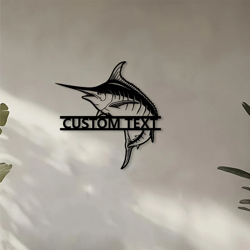 Custom Marlin Metal Wall Art Leaping Ivy Vines Nautical Indoor Outdoor Office Patio Boat Gift Fisherman Rustic Iron Hanging Sign