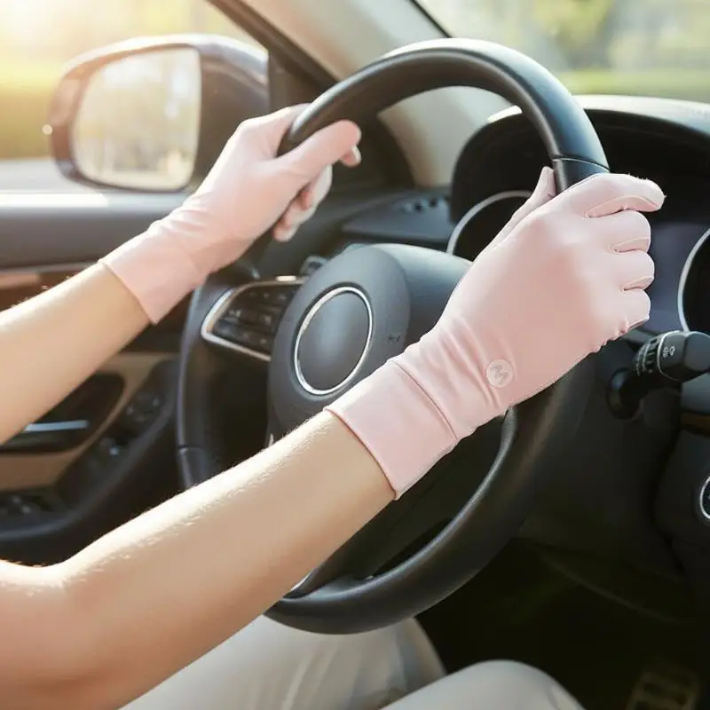 

Women Sunscreen Ice Silk Gloves Female Summer Sun Protection Gloves Cycling Driving Mittens Thin Anti-UV Gloves 1Pair