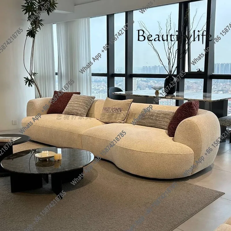 

J Italian Minimalist Fabric Sofa Living Room Modern Simple Light Luxury Straight Row Meeting Area Curved Sofa
