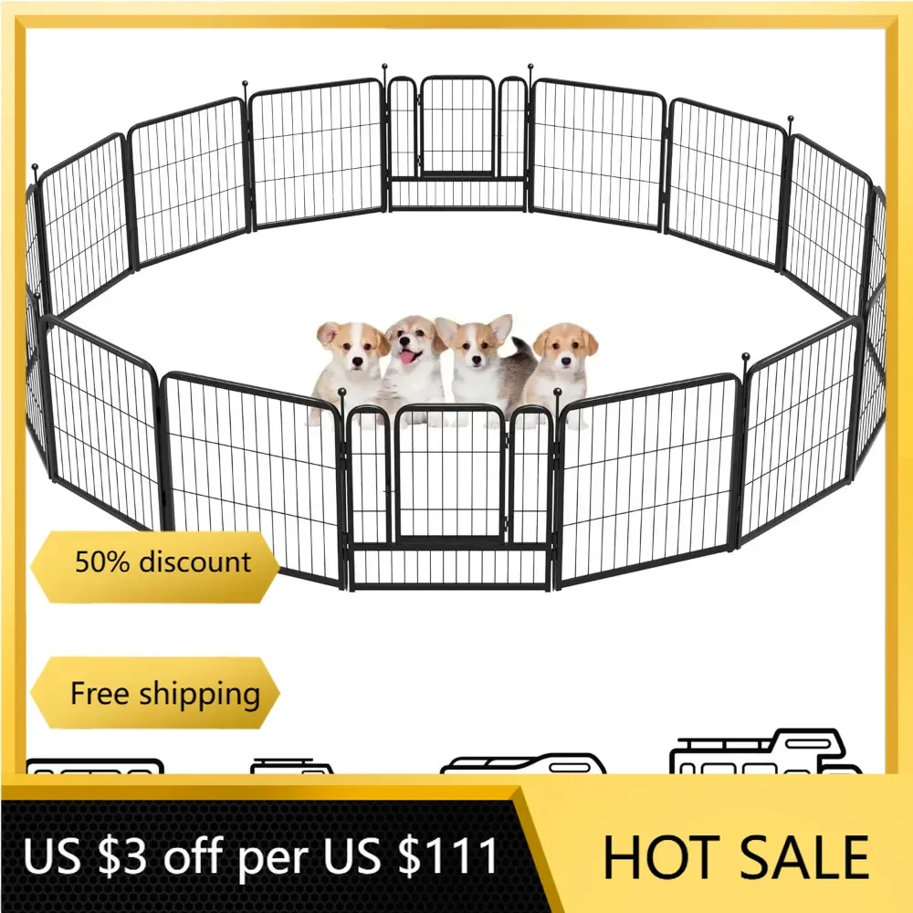 

Instant Dog Playpen Designed for RV Trips, 24" Height for Puppy and Small Dogs│Patented,Pet Security Door