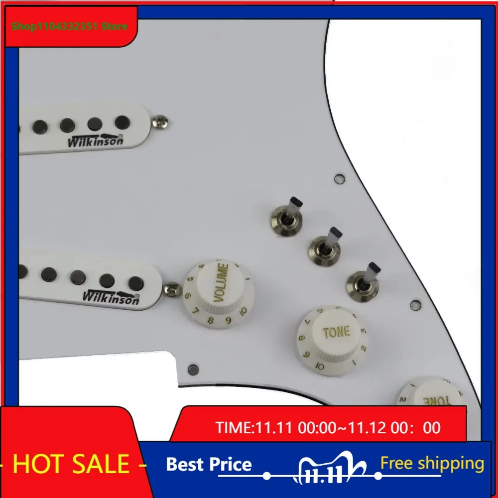 

Shop Bo-Hong Store-Wilkinson SSS Ainico 5 Single Coil Pickups Set Prewired 7-Way Type Fully Loaded Pickguard for ST Guitar Guita