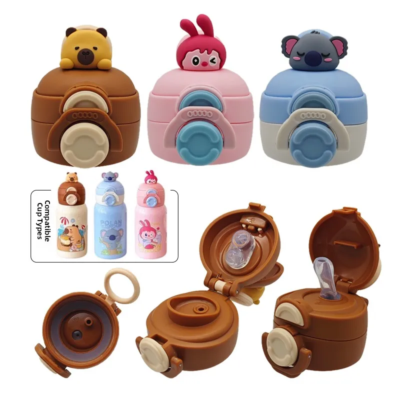 

Double Drink St Lid Children's Thermal Cup Lid Leakproof Cup Cover Cartoon Doll Universal Fit Water Bottle Lid Accories
