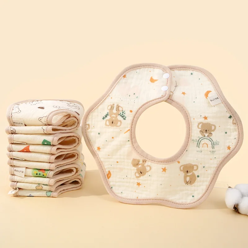 Waterproof Baby Feeding Bibs 360 Degree Petal Infants Cute Cotton Yarn Saliva Towel Newborn Toddler Soft Burp Cloth For Kids Bib