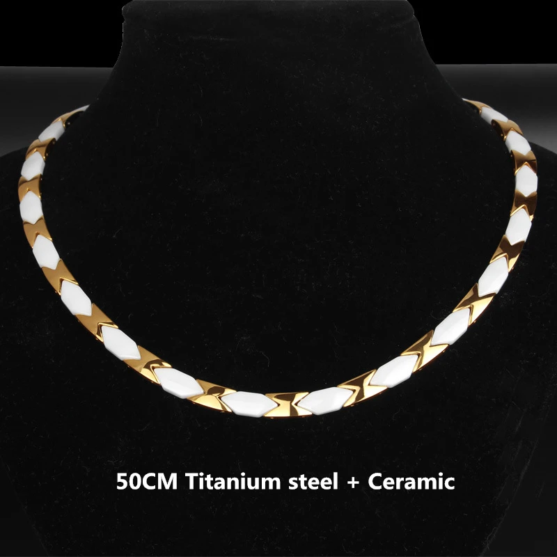 Titanium Steel Ceramic Necklace Germanium Anion Anti-radiation Slimming Stainless Steel Mens Necklace Energy Collar