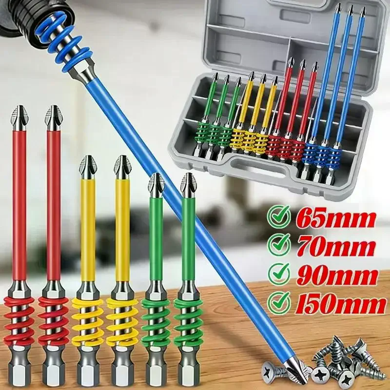 Magnetic Anti Slip High Hardness Screwdriver Bit Set With Multiple Sizes And Storage Case Perfect For Home Repair Woodworking