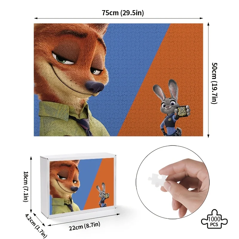 

1000pcs Disney Zootopia Judy Hopps and Nick Wild Poster Puzzle | High Difficulty, Home Decor, Brain-Challenging Gift for Sprin