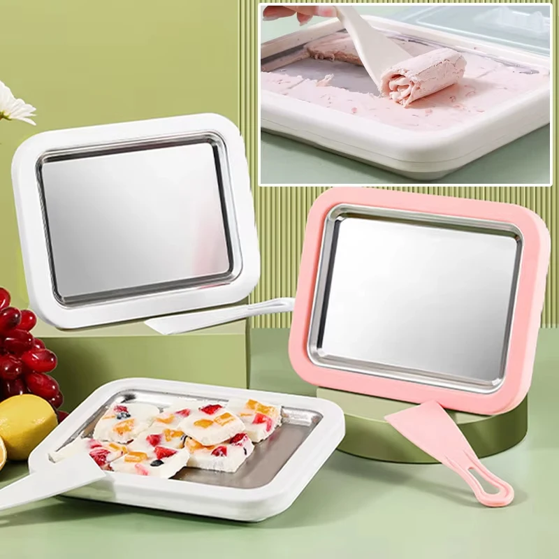 

Multifunctional Rolled Ice Cream Maker - Cold Sweet Fried Ice Pan - DIY Household Frozen Yogurt Maker - For Homemade Stir-Fried