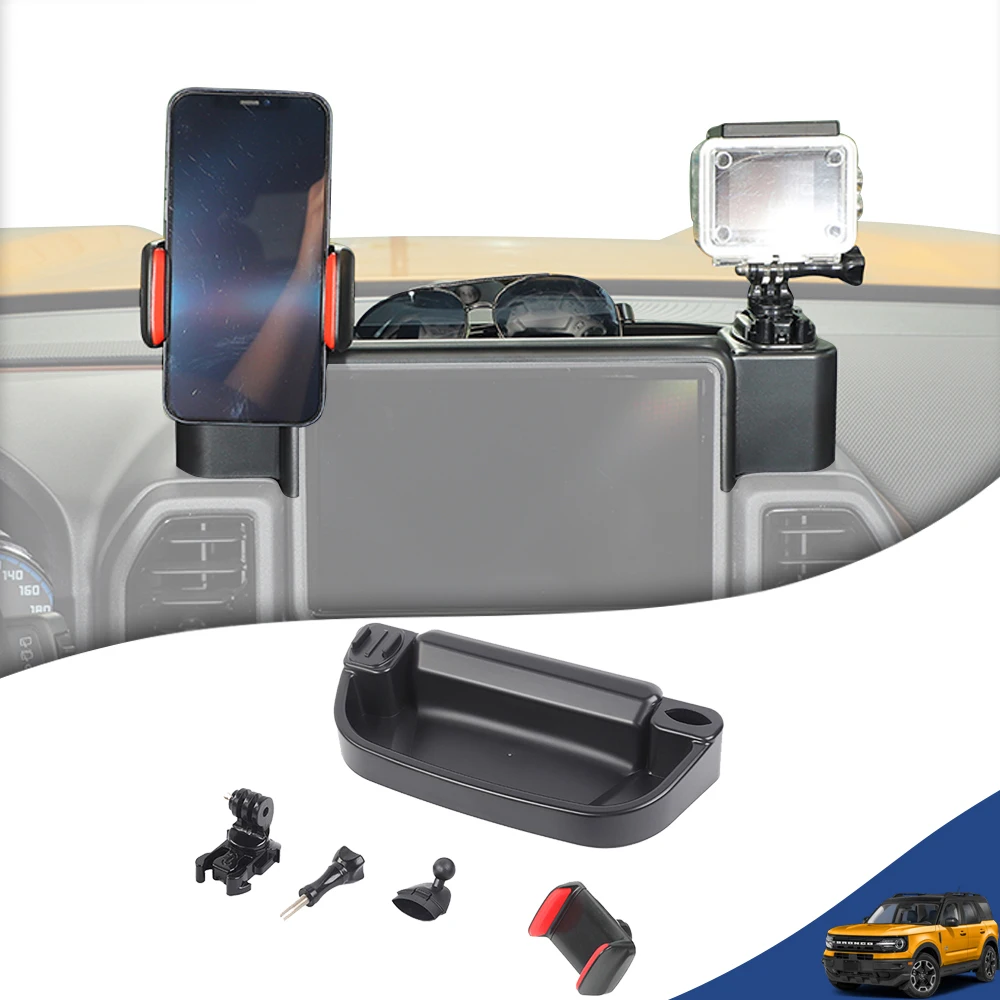 

Car Mobile Phone Holder GPS Bracket Stand Dash Mount Storage Box Organizer for Ford Bronco Sport 2021-2024 Interior Accessories