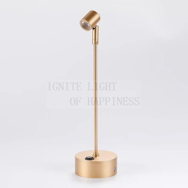 26PCS Led Rechargeable Spotlights Glass Counter Spotlights Jewelry Display Lamp Metal Pole Painting Process 4.2V3W Gold