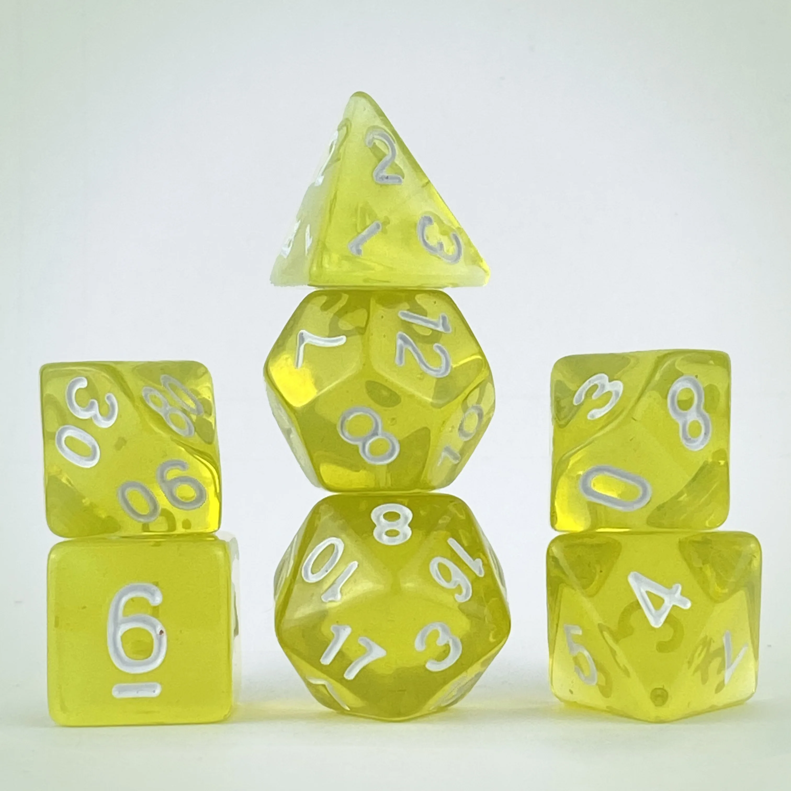 Acrylic TRPG Polyhedral Dice Transparent Colorful 7 Pcs Per Set For DND Or COC Game