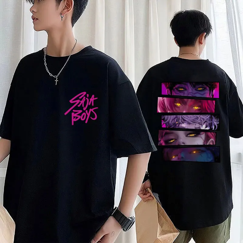 

Kpop Anime Demon Hunter Saja Boys T Shirts Men Women Vintage Trendy Popular T Shirt Oversized Cotton Casual T-Shirts Streetwear