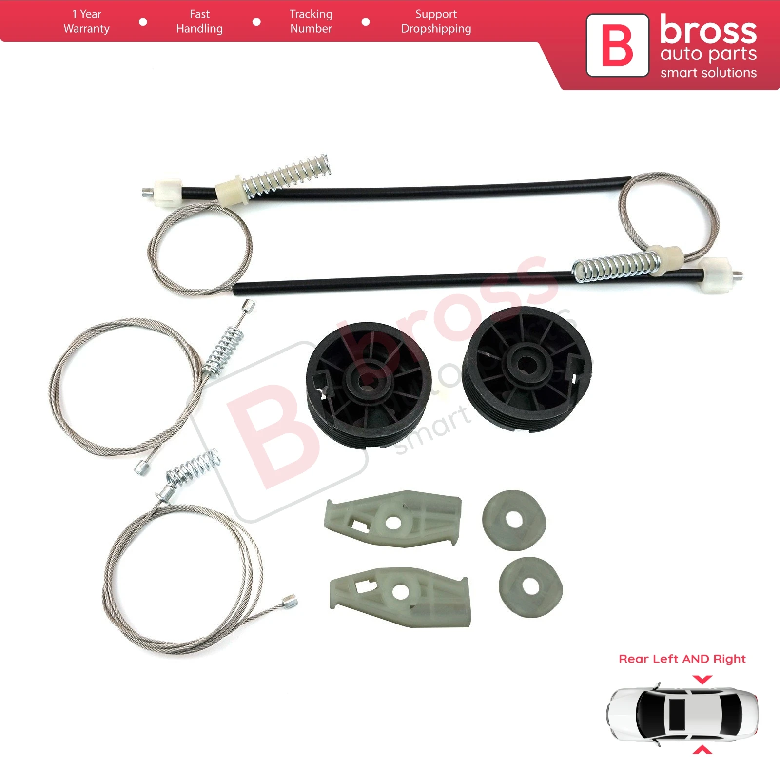 Kit de reparação regulador de janela para Peugeot, 2 portas Coupe Cabrio, traseira esquerda e direita, BWR912 + BWR913, 206 CC, 2D, T16, 2000-2008, 922457, 922458