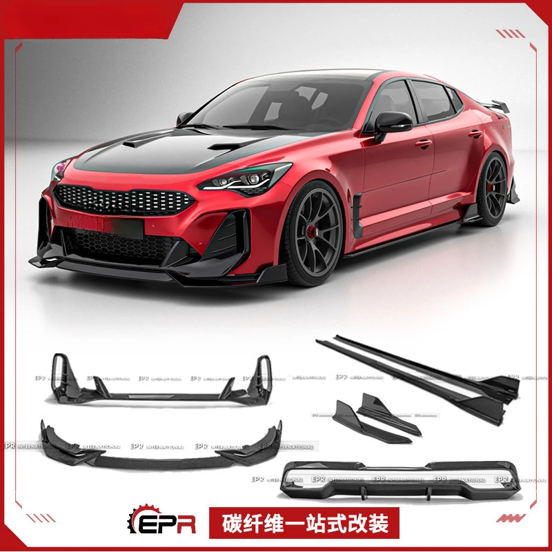 

For Kia Stinger - Carbon Fiber SW Style Front Lip, Side Skirt, Rear Lip & Rear Corner (Modification Parts)