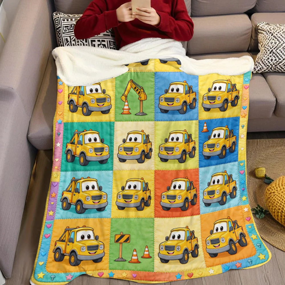 Yellow Tow Hex Bolt Grid Flannel Blanket Perfect for Sofa Office Bed Travel Sleep Read Relax Camping Four Season Use