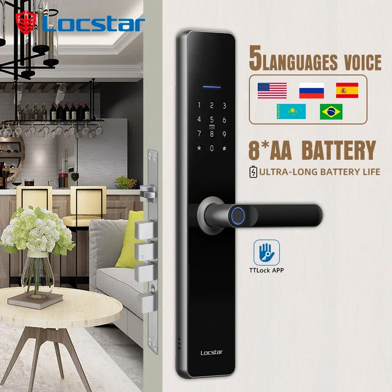 Locstar Factory Wholesale Smart Fingerprint Key Card Intelligent Keyless Fechadura Digital Serrure Door For Home Lock