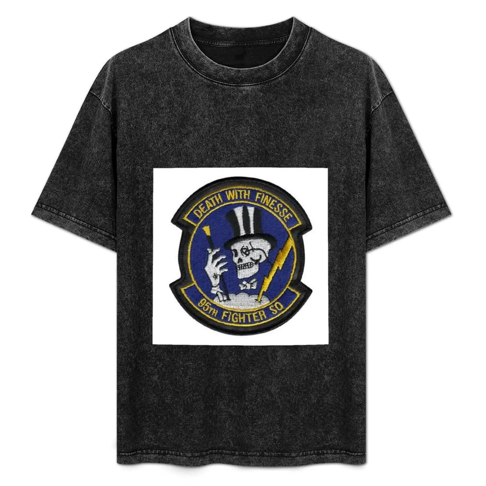 USAF Death With Finesse 95th Fighter Squadron Patch Sticker T-Shirt Standard Fit Solid Tee Shirt