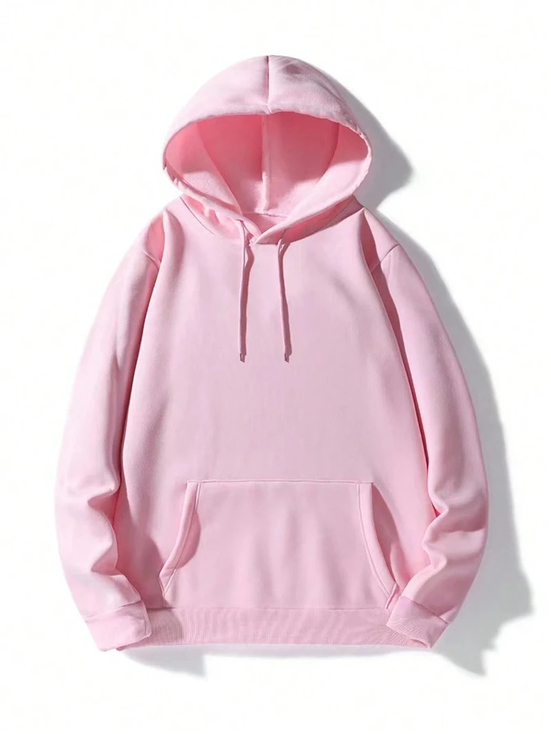 Basic Winter Womens Solid Hoodies Strecth Fleece Comfortable Sweatshirts Loose Pocket Warm Clothes New Street Female Pullover