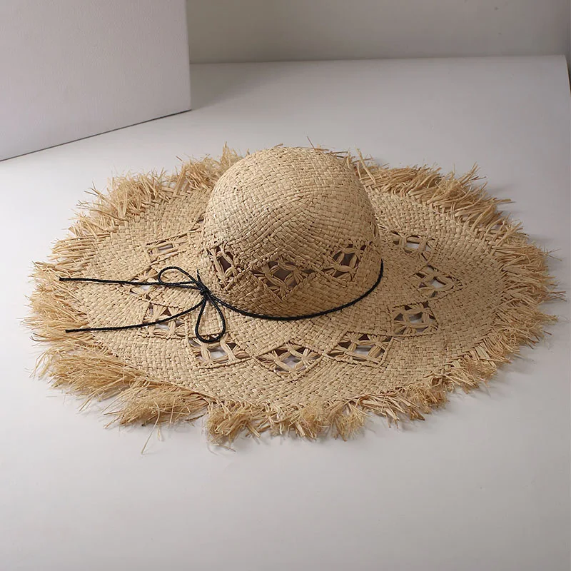 Beach hat summer hats for women 2022 Breathable hollow Hand-woven straw hat  sun protection panama hat  sun hats for women