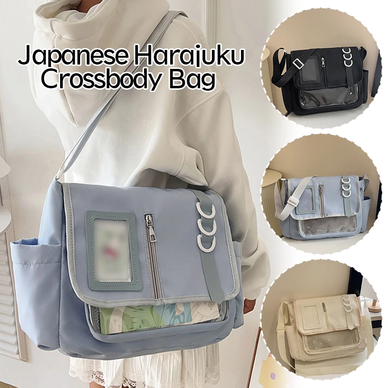 

Kawaii Transparent Ita Bag Japanese Crossbody Bag for Girls, DIY Customizable Badge Display Panel & Cute School Accessory