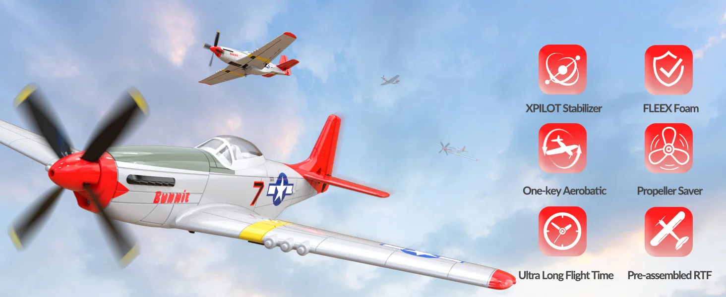 Volantex New Spitfire RC Plane EPP 400mm Wingspan RC Fighter One Key Aerobatic 2.4G 4CH RTF RC Plane