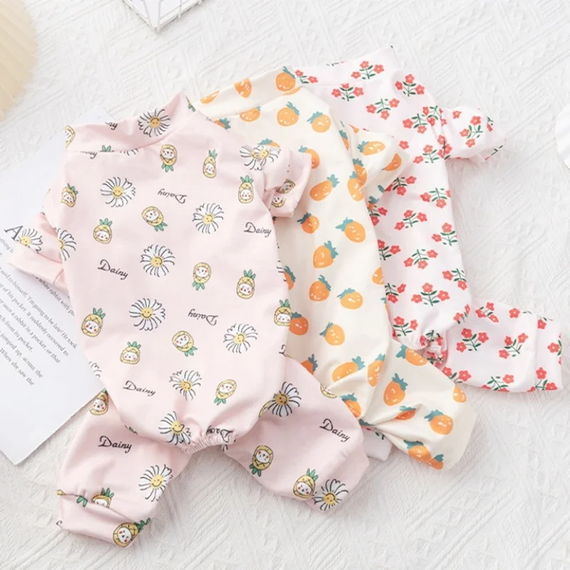 Pet Dog Clothes for Small Dogs Soft Warm Dog Jumpsuits Fashion Print Puppy Pajamas Cute Cat Sleepingwear Pet Onesie Dog Overalls