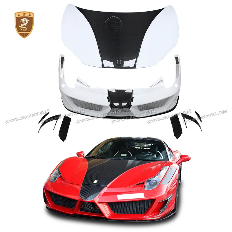 

Car Front Bumper Protection Guard with Engine Bonnet Hood For Ferrari 458 MSY Carbon Fiber Modification Bodykits