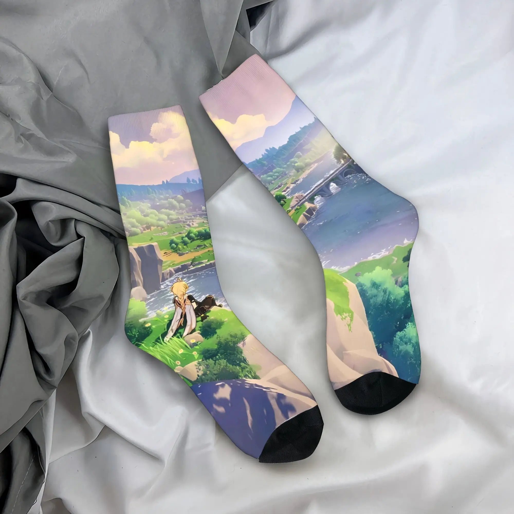 

Anime game Genshin Impact Socks Funny Stockings Spring Non Skid Men Socks Soft Graphic Outdoor Socks