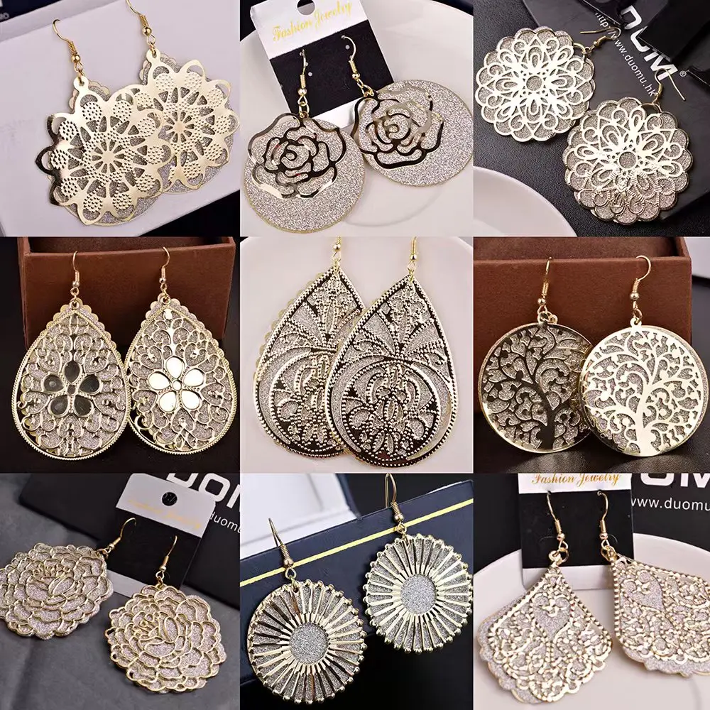 Bohemian Color Hollow Out Carving Round Earrings For Women Free Shipping Y2k Accessories Wholesale Trade