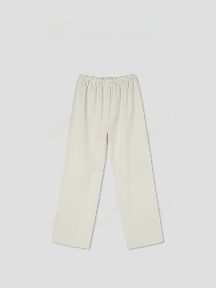 

Romiow Studio Haax Acetate Blend Casual Pants off White Straight Leg Trousers Comfortable l Waist Long Pants