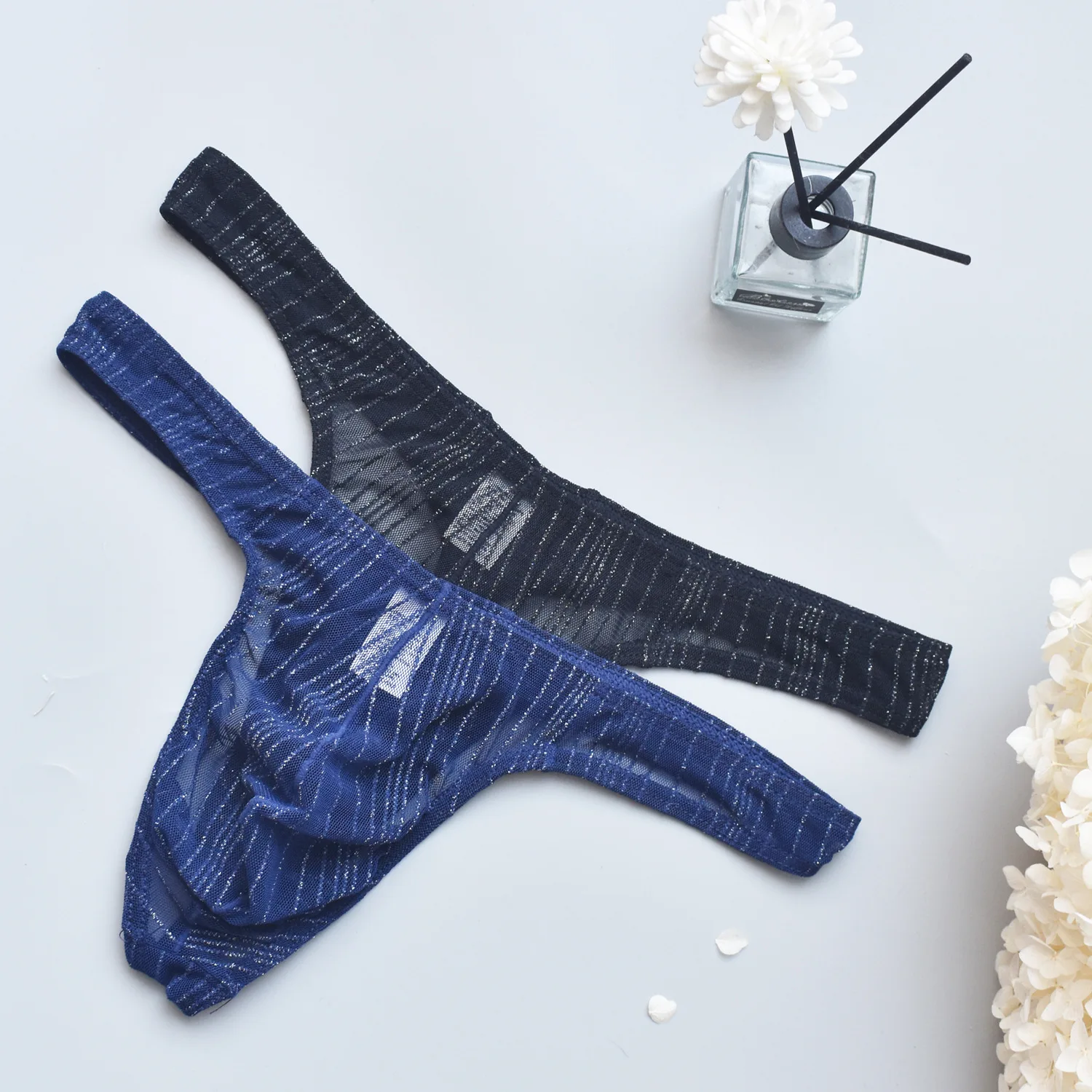 Transparent erotic thong men's dew point perspective men's underwear triangle pants men's sexy thong underwear men