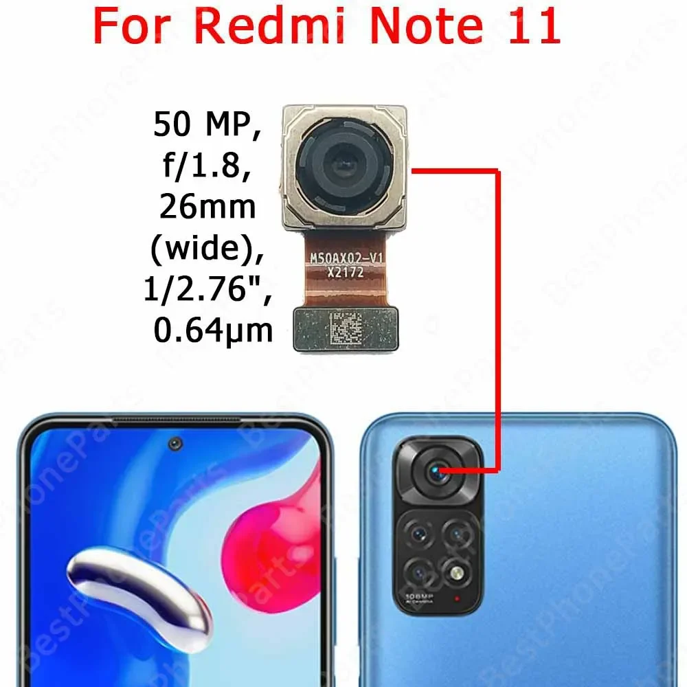 الكاميرا الخلفية لشاومي Redmi Noe 11S 11 5G وحدة الكاميرا الخلفية الخلفية استبدال أجزاء الهاتف المحمول