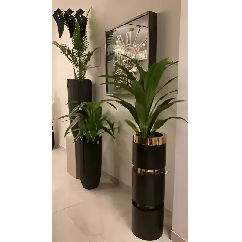 Modern Black & Gold Vase for Garden Decoration Wedding Parties Entryway Decorative Floor Large Flower Planters