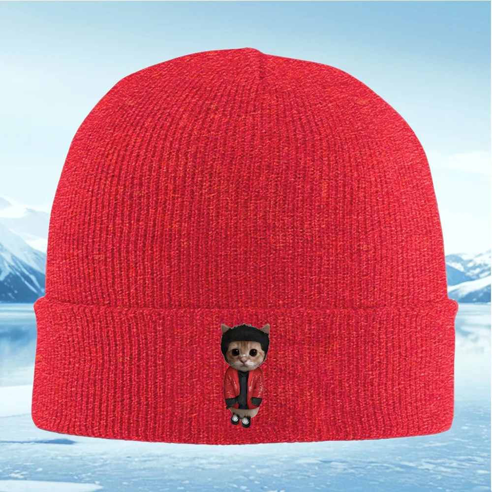 أنيقة gato en chaqueta roja con zapatos Hombres Mujeres Gorro de Punto للجنسين Gorro Jersey Gorro Invierno Térmico Calido Navi #5