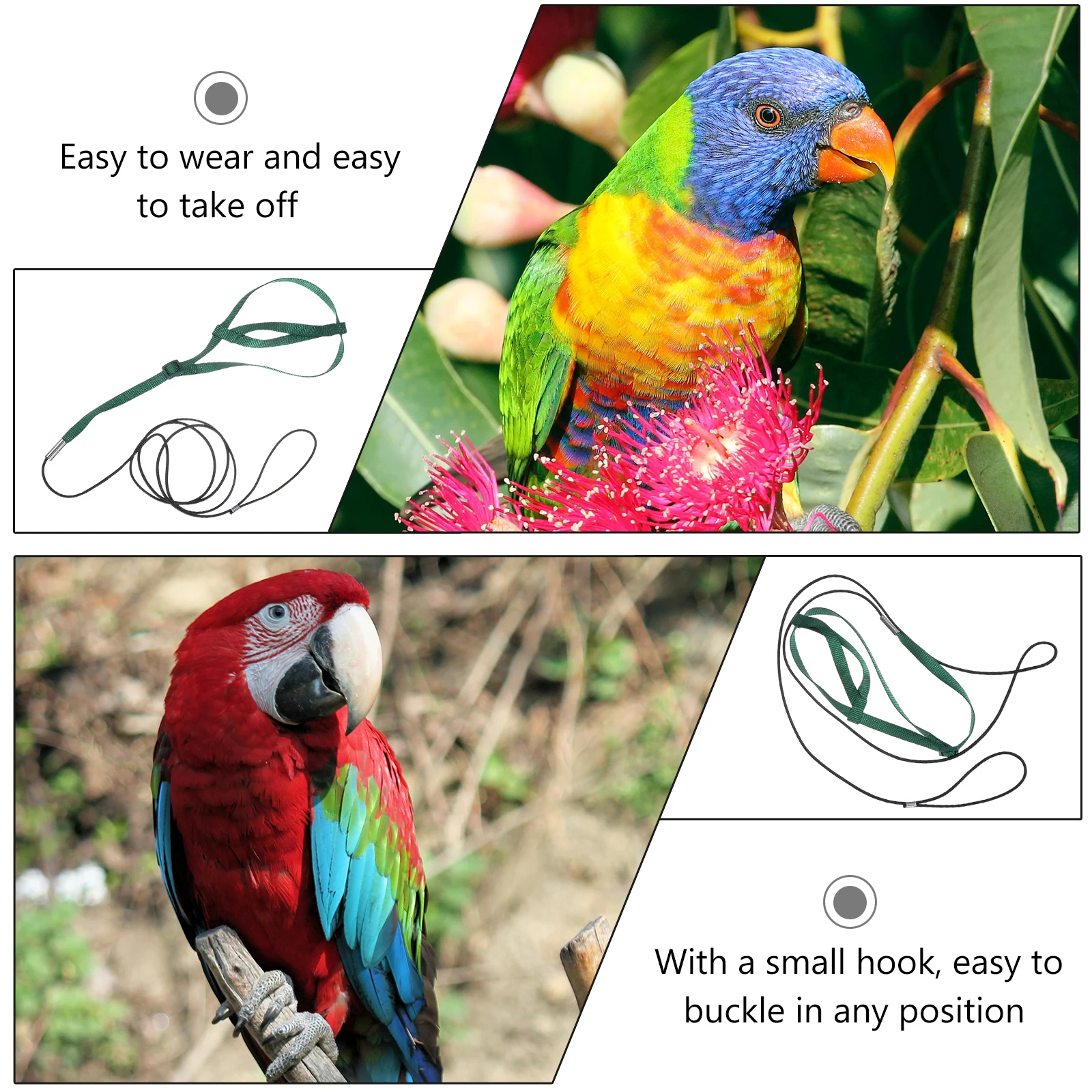

Adjustable Harness Supplies Durable Nylon Flying For Parrot Outdoor Training Pet Bird Traction Rope Chewing Resistant Light