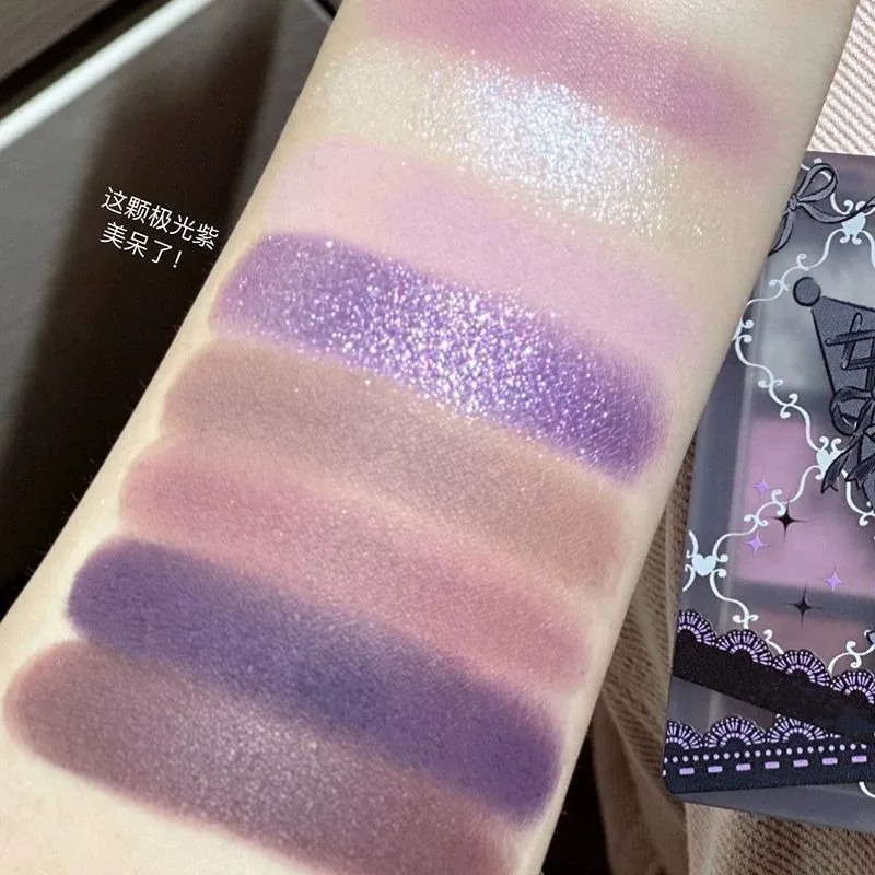 Luxurious 9 color eyeshadow palette Velvet matte and shimmer effect, durable waterproof, berry,fine glitter purple and nude tone