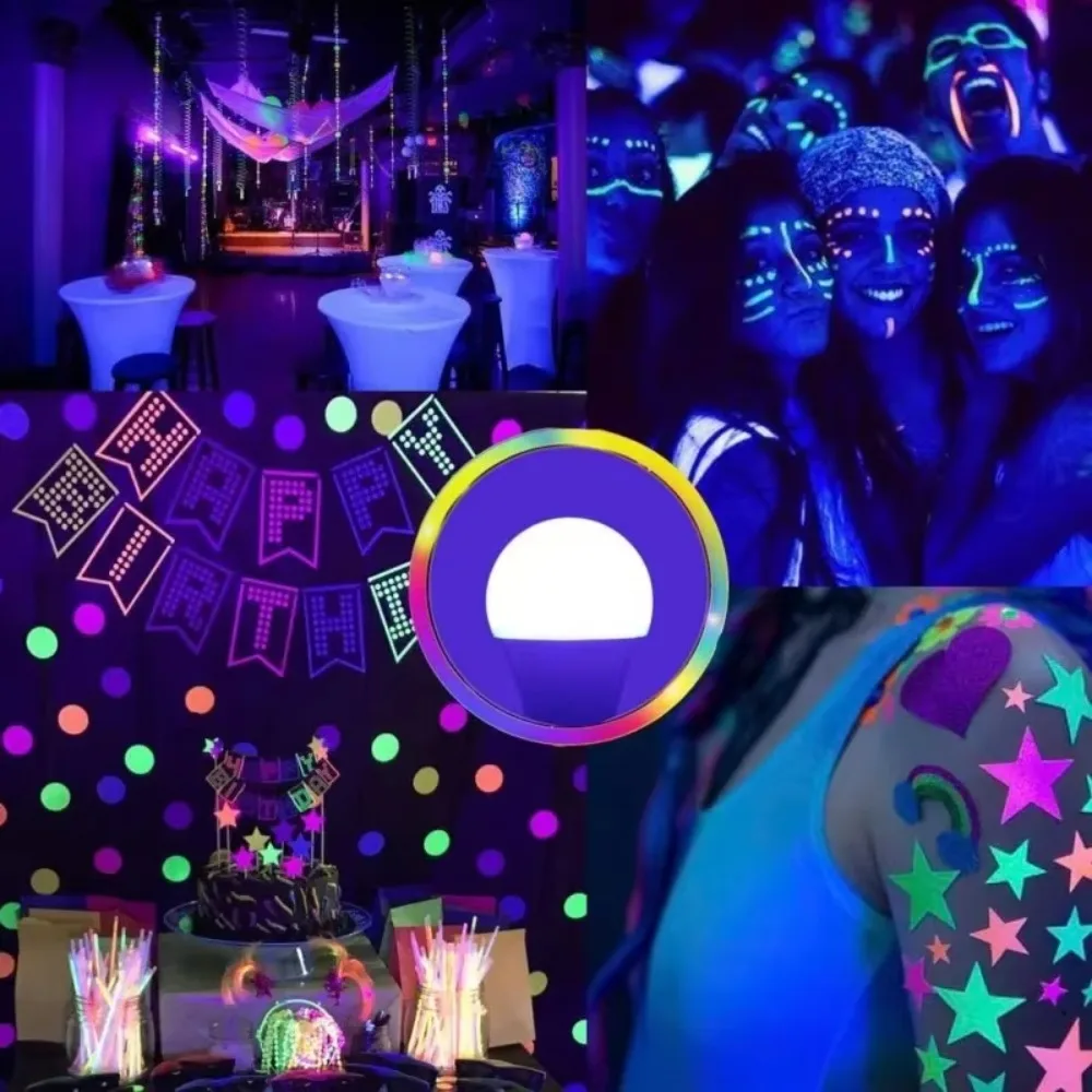 مصابيح كهربائية سوداء LED UV Blacklight 395-400nm للضوء الأسود يتوهج في الظلام طلاء الجسم الفلورسنت ملصق النيون توهج مصباح