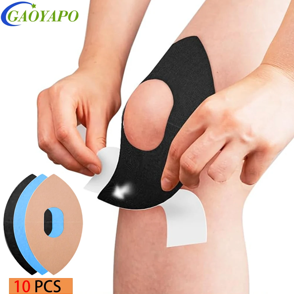 10PCS Precut Kinesiology Tape for Knee Pain & Support- Waterproof,Breathable,Latex-Free Knee Straps for Tendon & Muscle Support