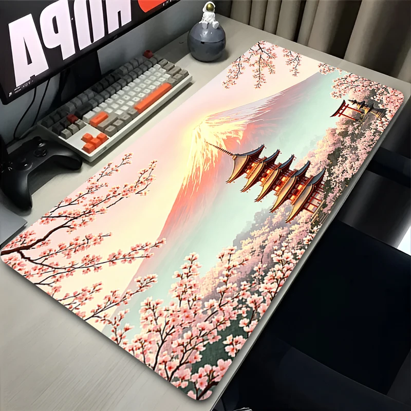 Office Mouse Pad japan style sakura Large Desk Mat E-sports Gamer Mat Computer Keyboard Pad ukiyo e art Mausepad For Best Gift