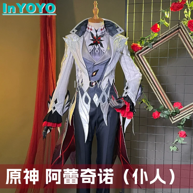 InYOYO Arlecchino Genshin Impact The Knave Cosplay Costume Game Suit Fashion Swallowtail Uniform Halloween Party Outfit Women