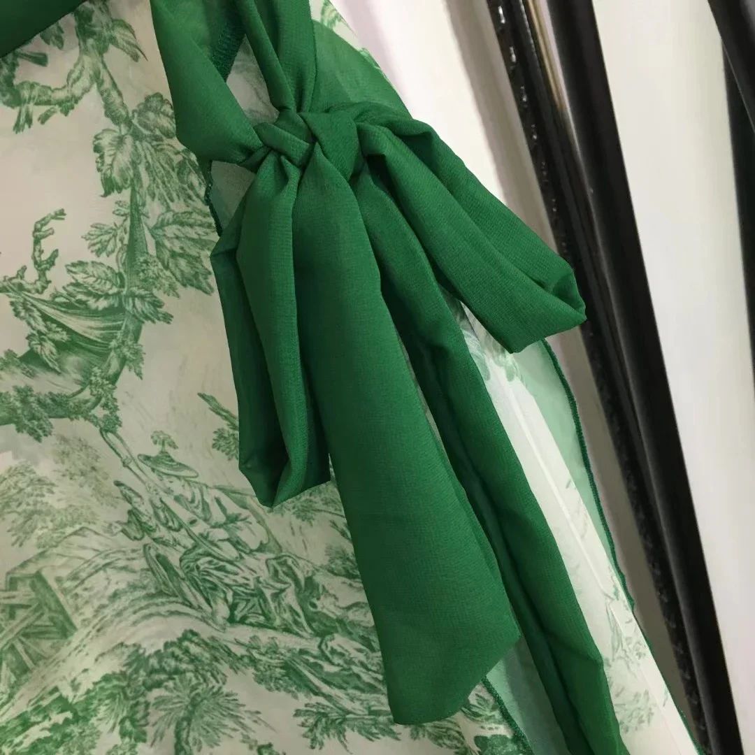 Conjunto de traje de baño de marca de lujo para mujer, traje de baño clásico con estampado de bosque verde sin tirantes, diseño de moda, Bikini Sexy, conjuntos de falda de playa