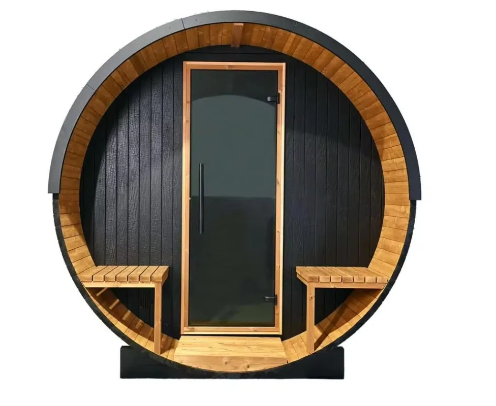 Barrel Sauna Kit For 6 People | DIY Installation & Panoramic Glass Window | High-Quality Materials