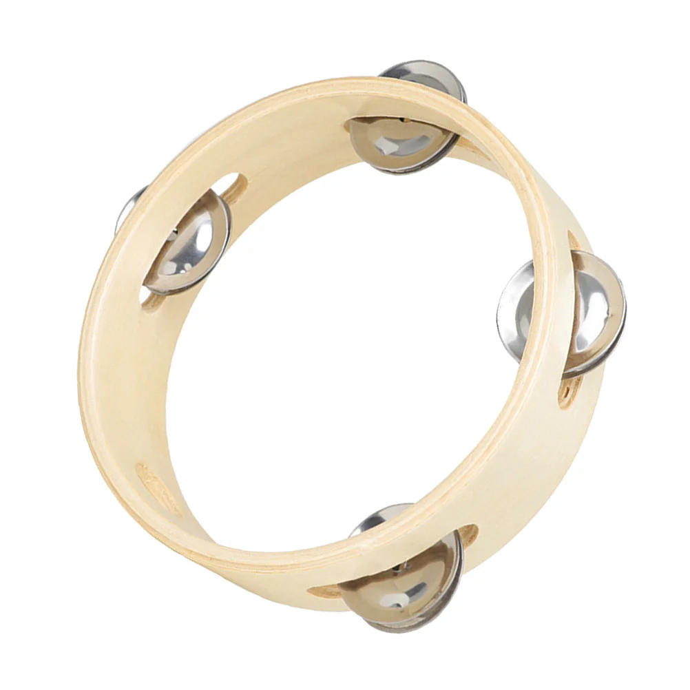 

6 Inch Wooden Hand Drum Percussion Instrument Hand Tambourine for Kids Musical Educational Plaything Parent Child Development