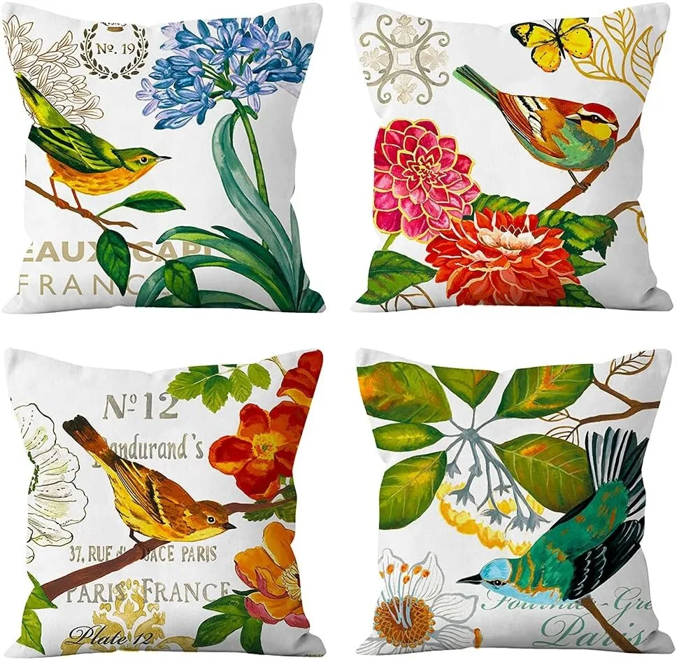 Fundas de almohada decorativas con diseño de pájaro, funda de almohada con diseño de pájaro, funda de almohada con animales de dibujos animados, funda de almohada kussensloop almohada