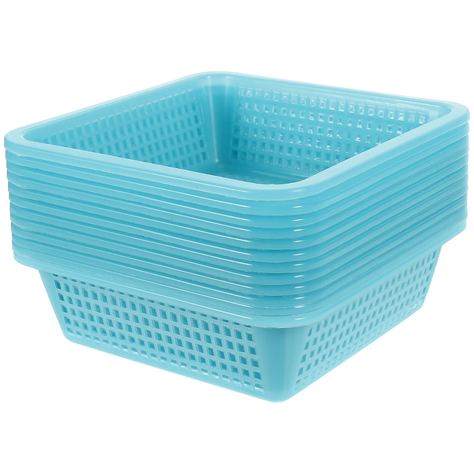

12Pcs Plastic Perforated Storage Baskets Square Bins Stationery Organizer Office Drawer Shelf Countertop Tray for Small Items