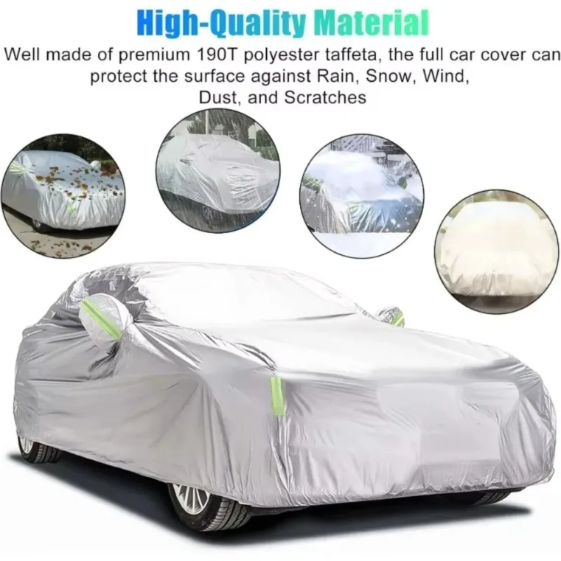 5-Layer 210D All-Weather Waterproof Full Car Cover for Jaguar Super V8 2003-2007 Sun Rain Snow Protection Silver Oxford Fabric